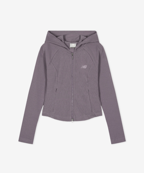 NBMDG2W322 / Женский мягкий худи в рубчик на двух молниях (DARK PURPLE)