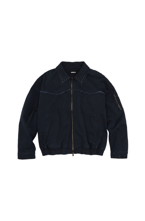 VINTAGE WASHED STUD BOMBER тёмно-синий