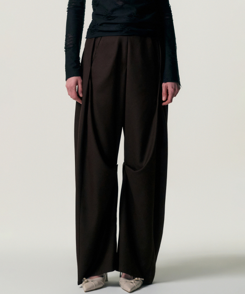Soft-Curve Wide Pants_BROWN
