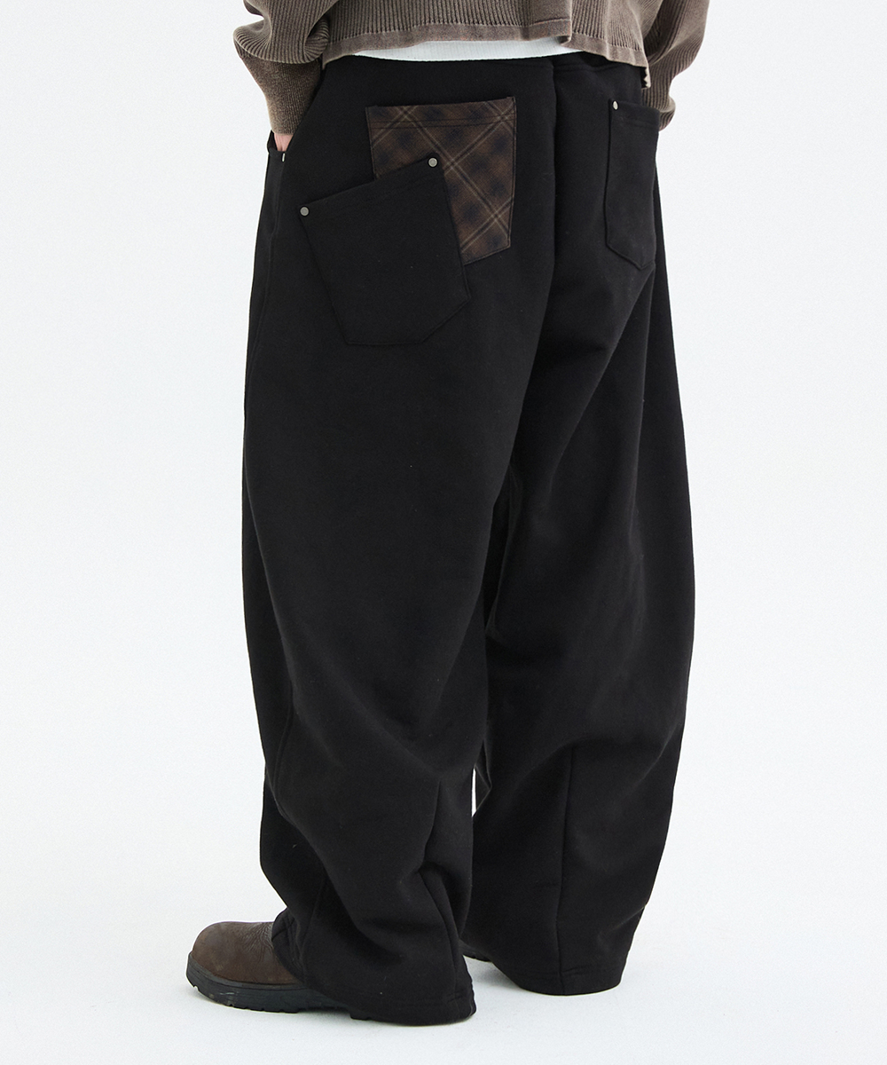 Check Pocket Curved Sweatpantsчёрный
