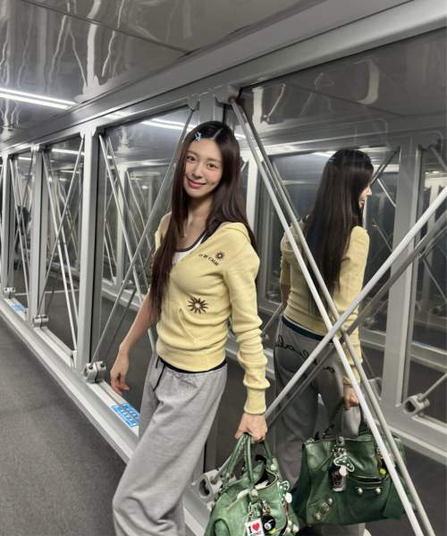 WAFFLE HOODIE BUTTON LONG SLEEVE YELLOW