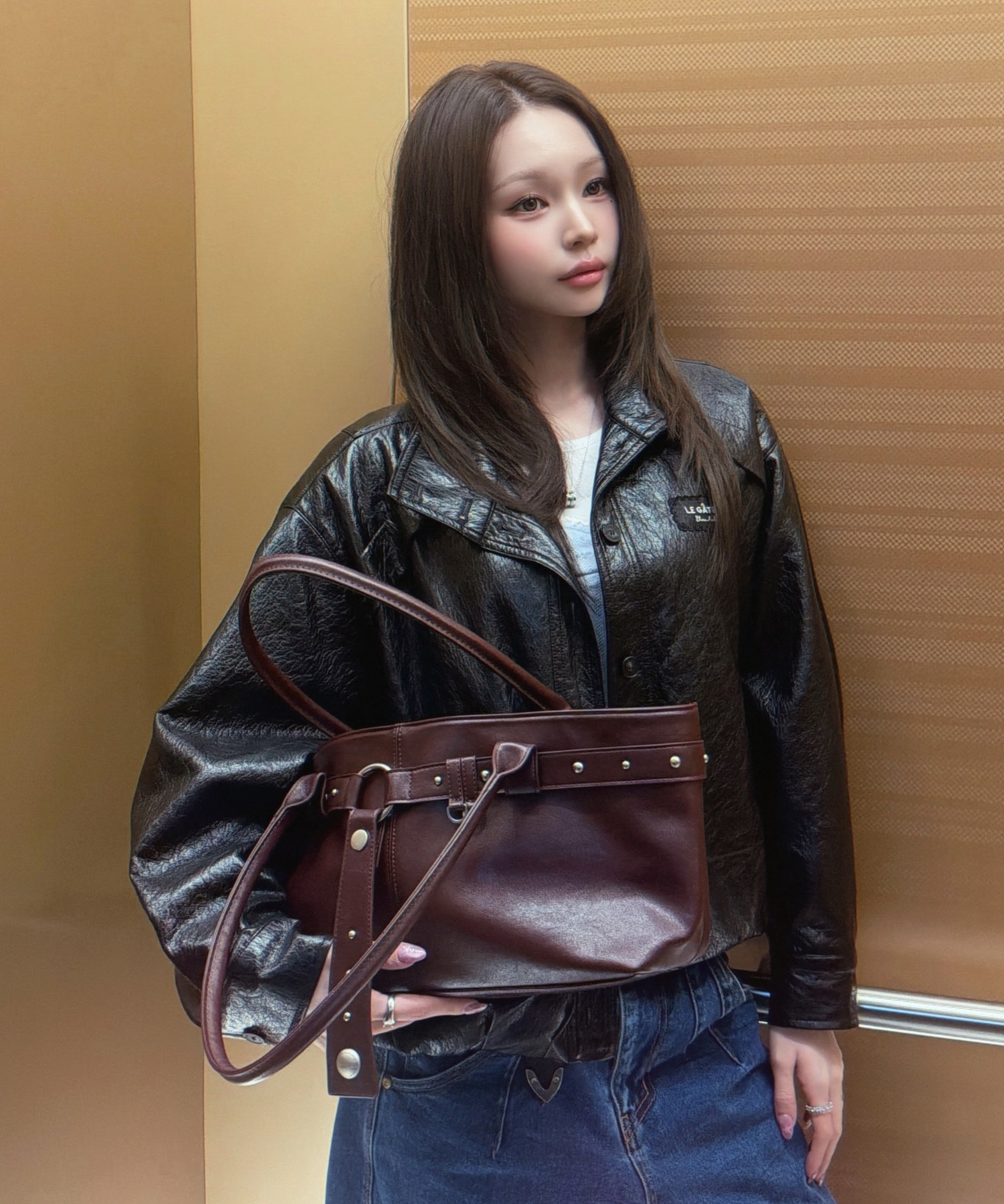 Stud Strap Boat сумка Red коричневый