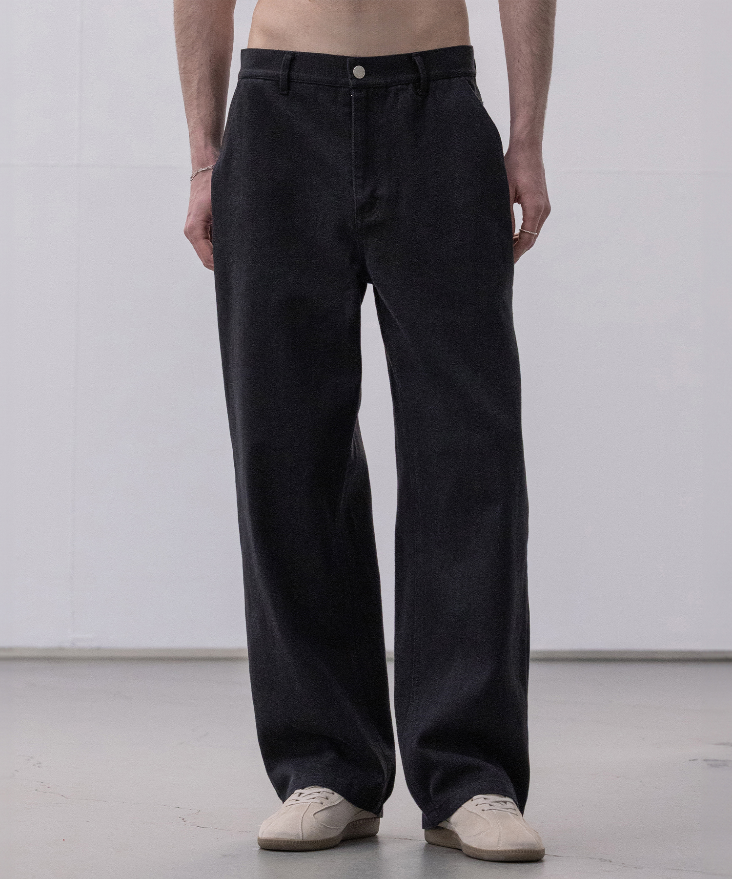 Twill Cotton Semi Wide Pants [черный]