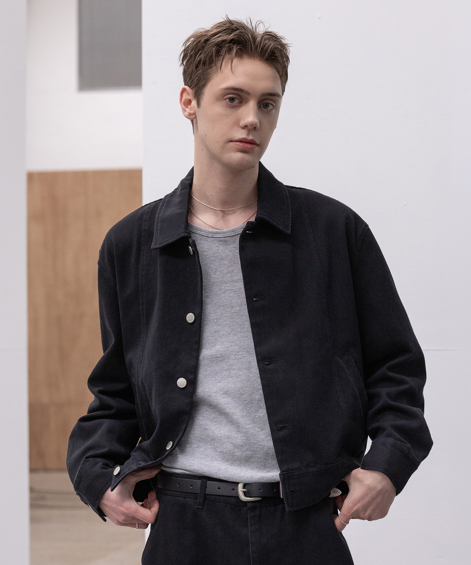 Twill Cotton Semi Cropped Jacket [черный]
