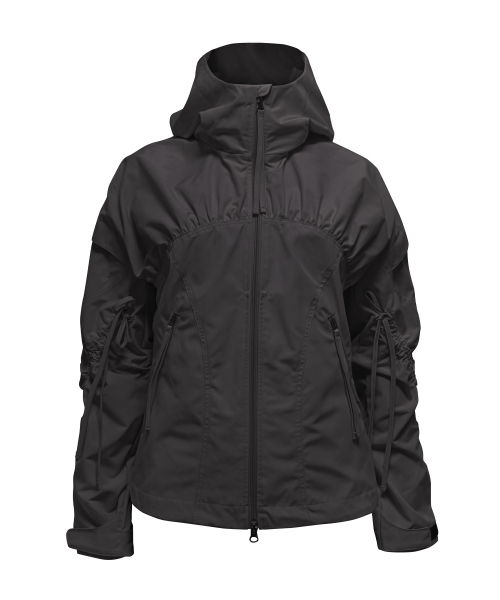 BIKER SHIRRING JACKET. CHARCOAL