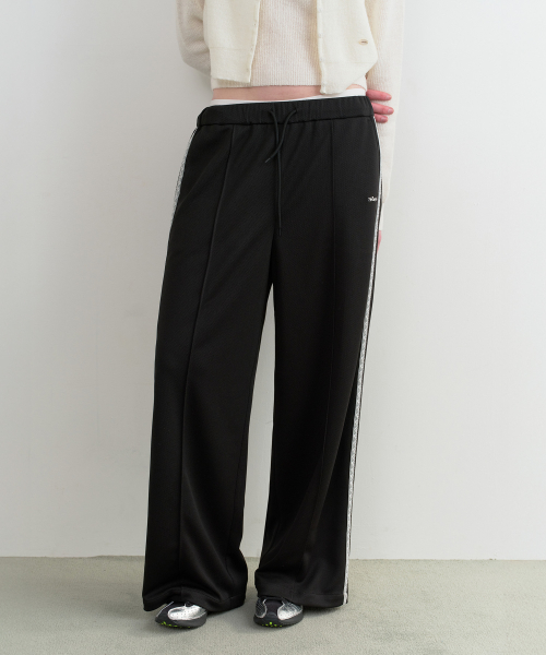 LACE TRACK PANTS BLACK