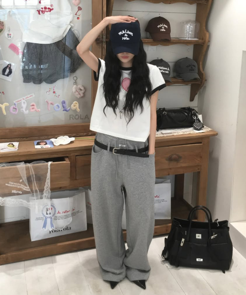 BELT SET TWO WAY SWEAT PANTS GRAY