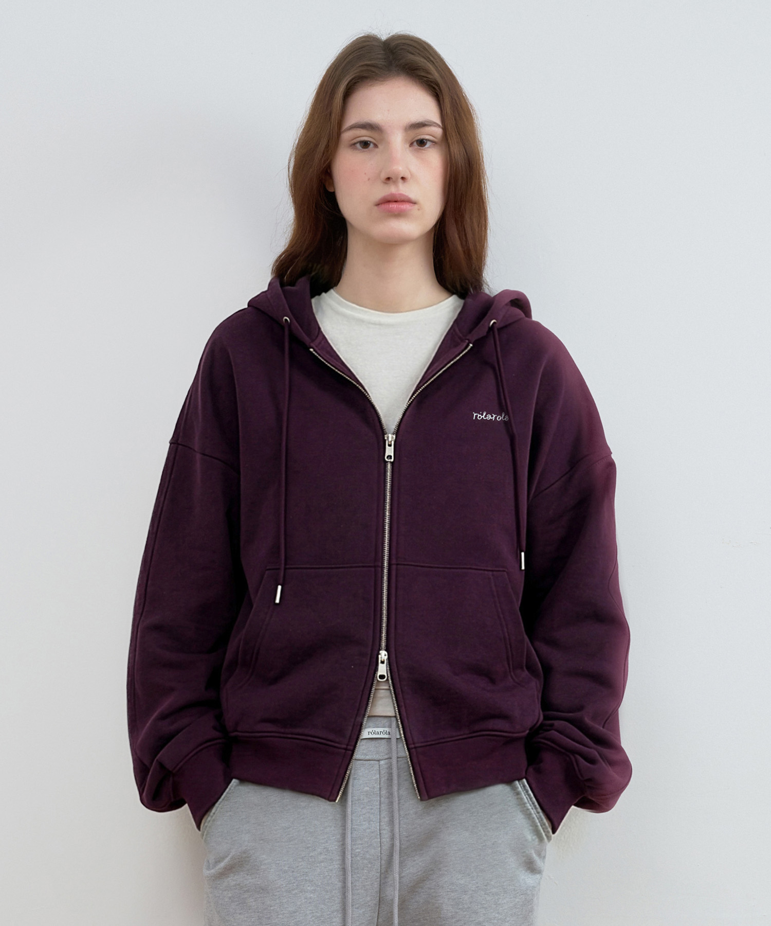 SIMPLE LOGO HOOD ZIP UP VIOLET