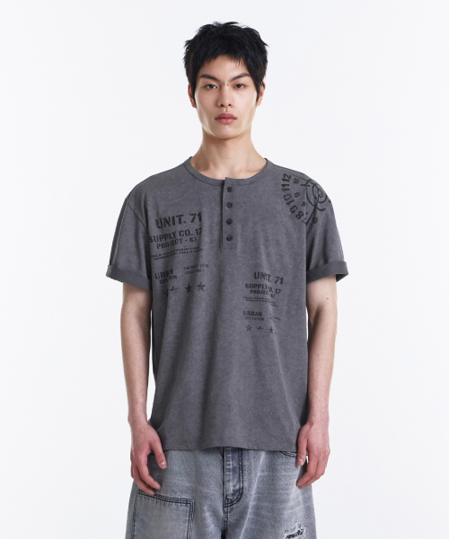 Proto Sight Henley T shirt (Charcoal)