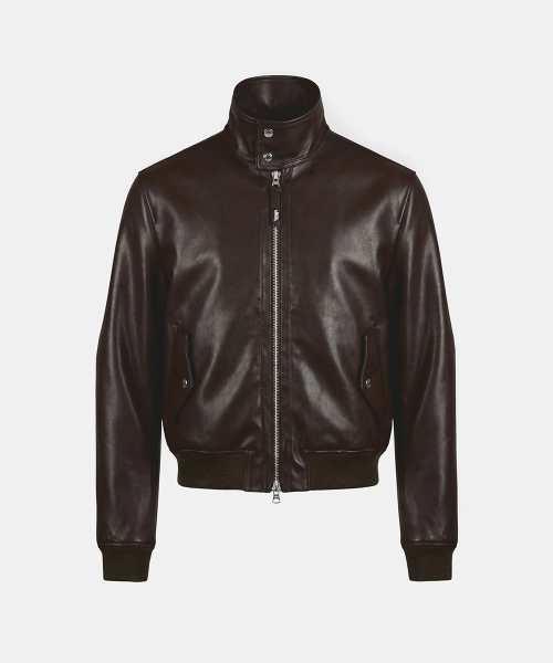 кожаный High горловина Jacket коричневый