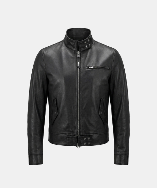 Spina High горловина Jacket черный кожаный