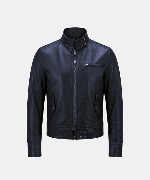 Spina High горловина Jacket Navy кожаный