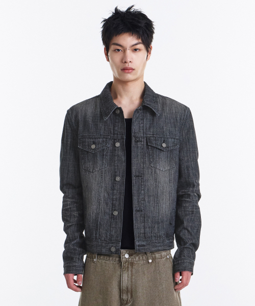 Aged Denim Jacket (Washed черный)