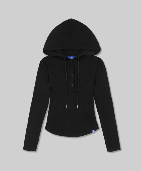 Тонкое худи-хенли Dolphin в рубчик (Black)