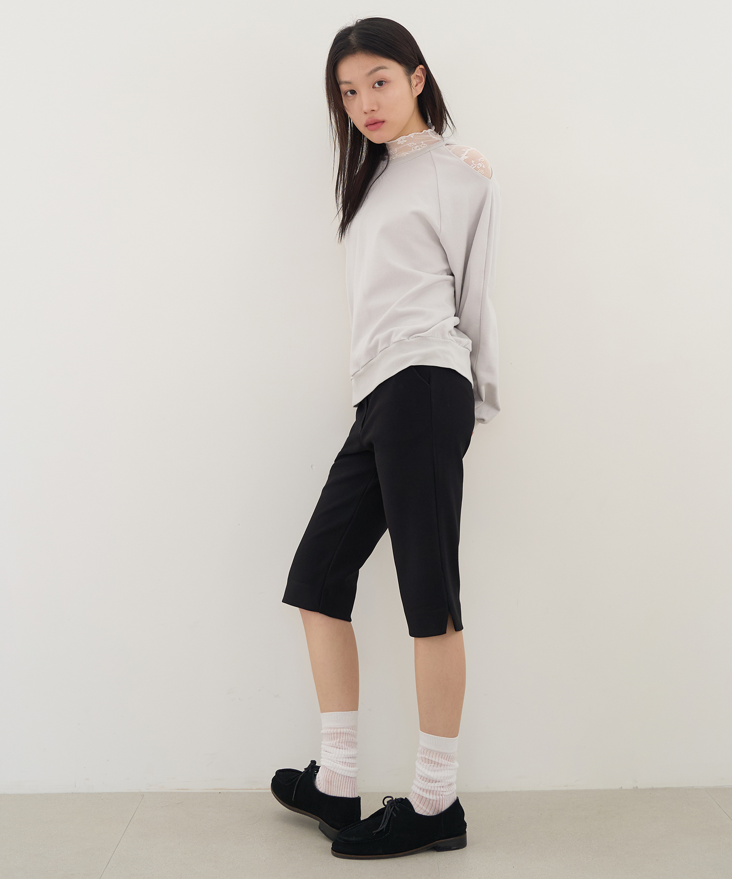 Cheese Fit Hidden Banding Capri Pants (черный)