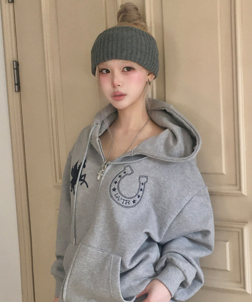 EL UNICORN HOOD ZIP UP(GRAY)