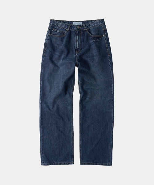 Свободные байкерские джинсы прямого кроя (Washed Navy)
