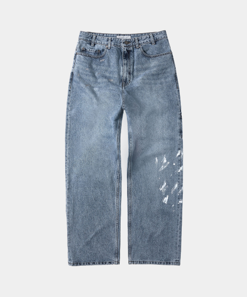 Джинсы карпентер с брызгами краски (Washed Blue)