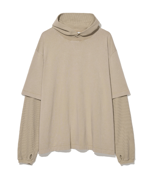 Вафельный лейеред худи Beige