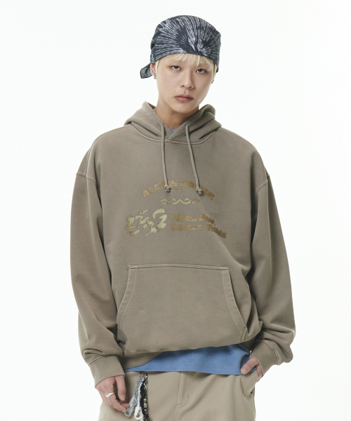 DEV:10 WAVE GRAPHIC HOODIE PALE BROWN