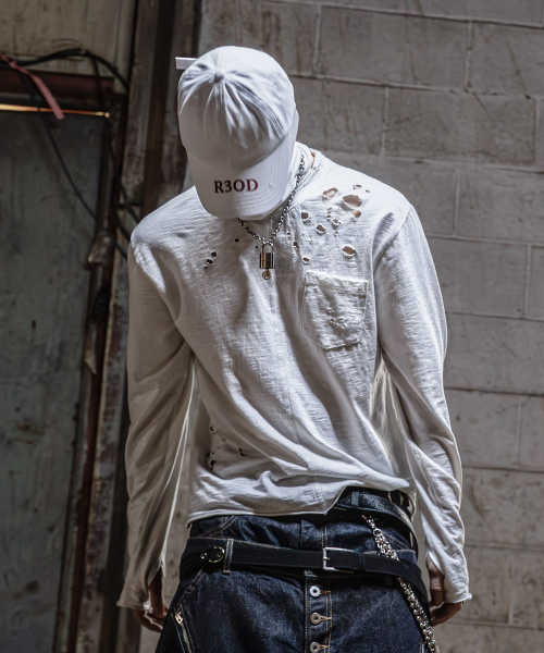Лонгслив Slub Destroyed White