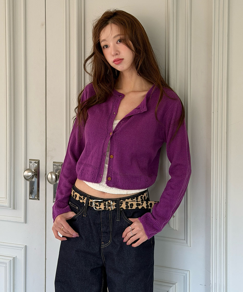 Mohair Шерсть blend Кардиган [FRSP05CD01]_Purple