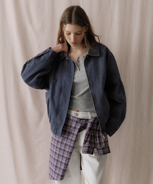 Винтаж washing bomber jumper [FRSP05JP04]_Blue