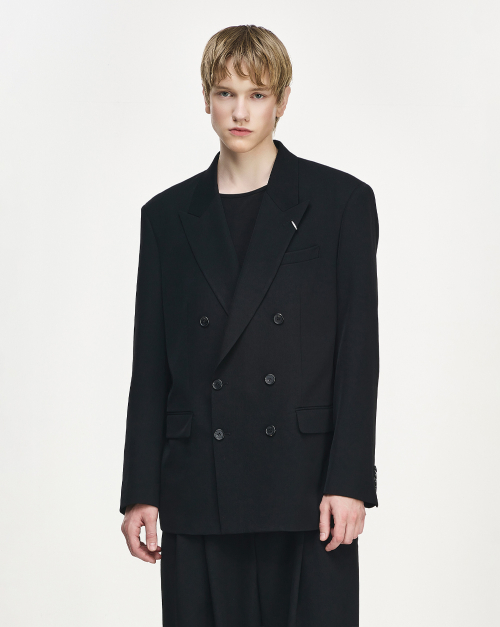 SONGZIOH HOMME артизанальный двубортный блейзер Black SI2JK272BK