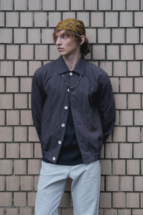 Men Casual Пуговицы Blouson, Угольные
