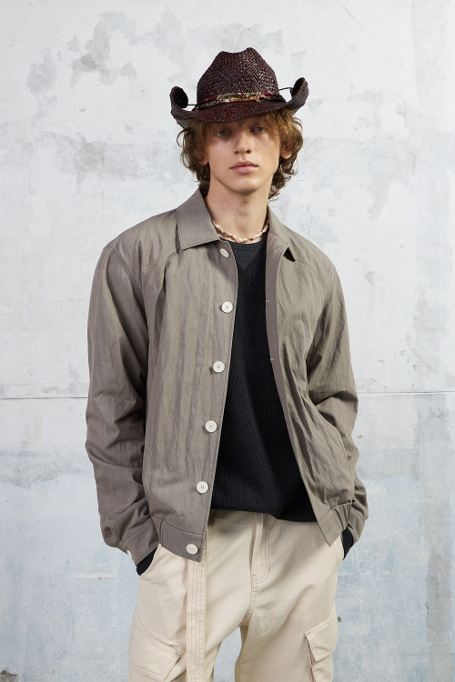 Men Casual Пуговицы Blouson, Серые