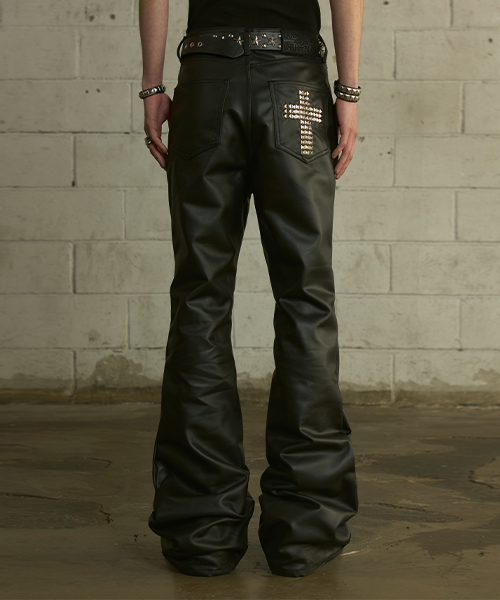 [0125] Cross Stud Leather Брюки - Чёрные