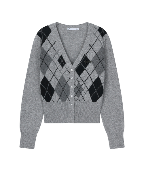 Серые argyle Кардиган
