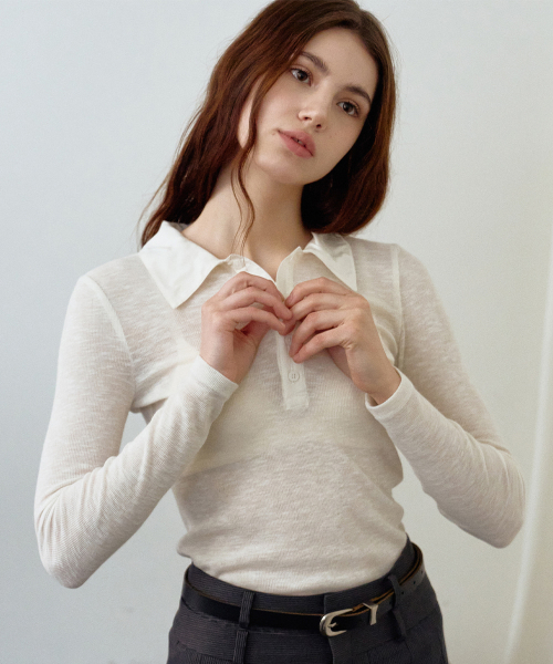 Прямая прозрачная футболка поло (Ivory) MBFSTO001IV