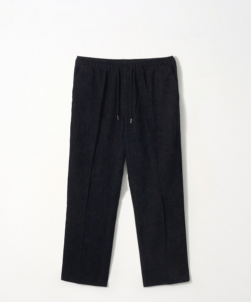 Базовая Деним Широкие Banding Pants_Navy