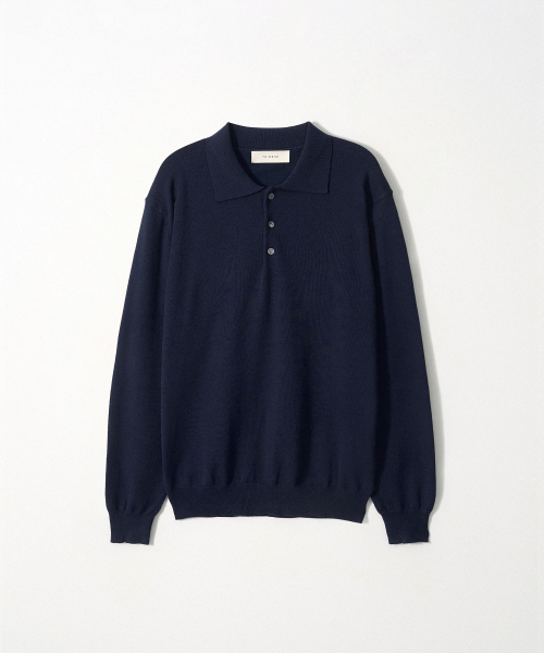 Базовая Пуговицы collar Knit_Navy