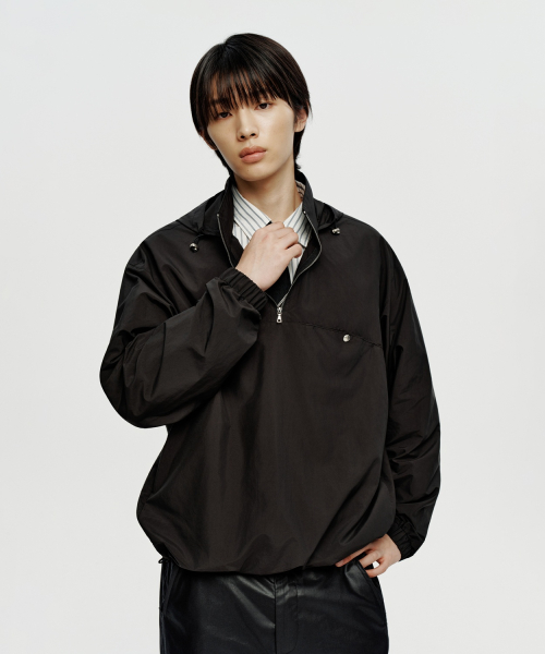 Convertible Half Zip Anorak - Black