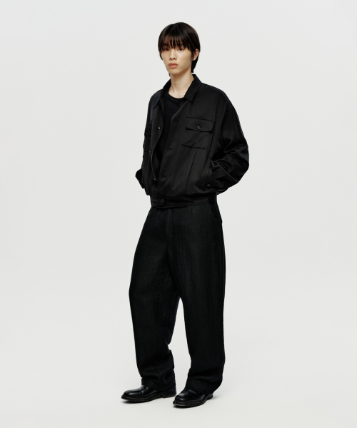 Linen Tapered Trousers - Black