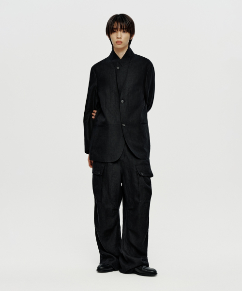 Linen Tailored Jacket - Black