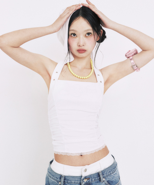 HALTER HOODIE SLEEVELESS WHITE
