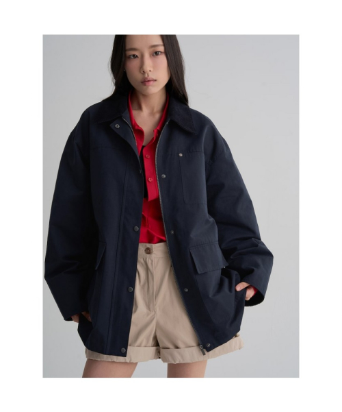 Вельветовая рабочая куртка колор-блок Navy