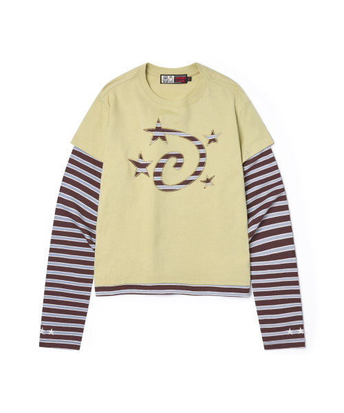 LSC STAR LOGO APPLIQUE LAYERED LONG SLEEVE YELLOW