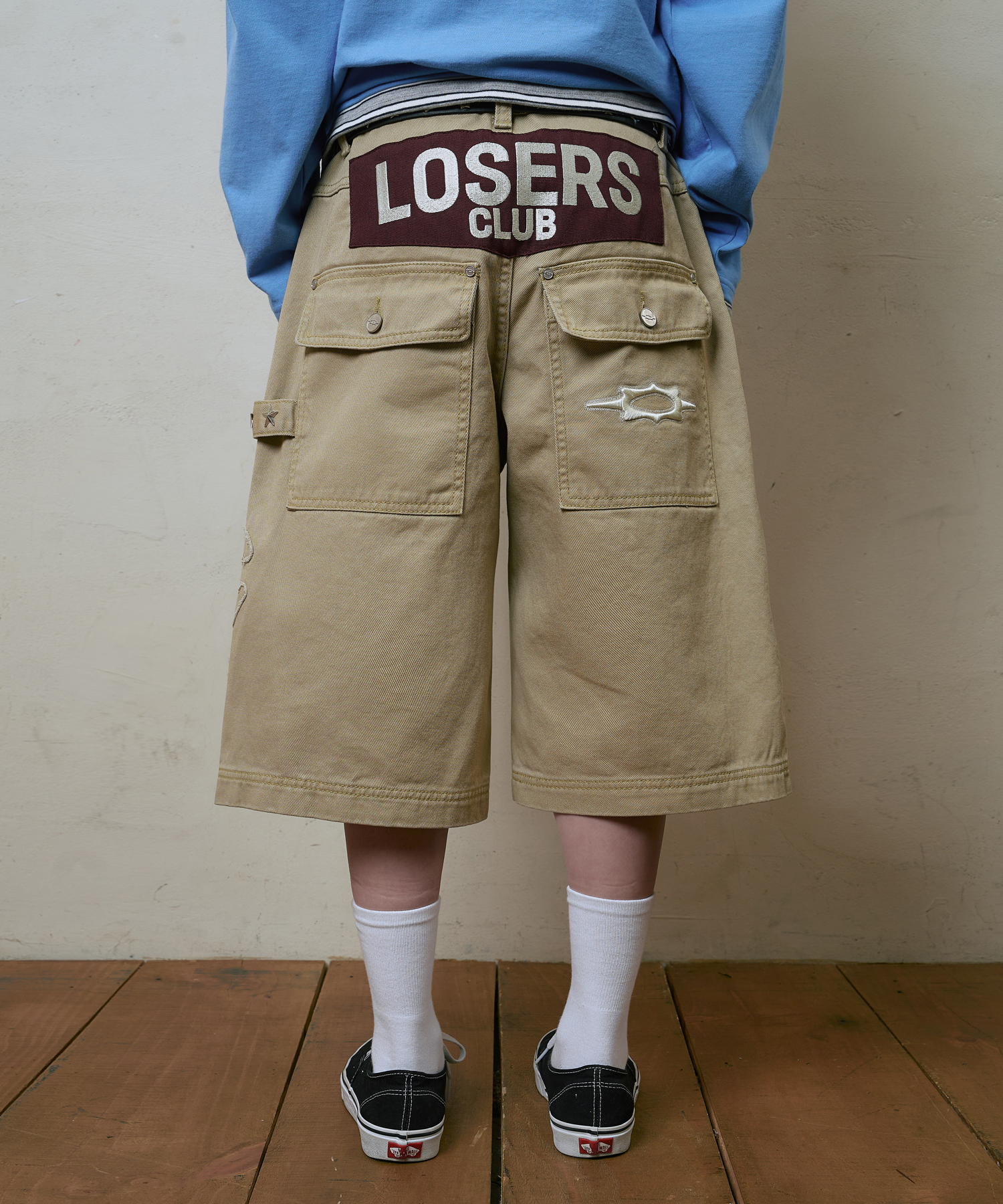 LSC LC LOGO APPLIQUE BERMUDA COTTON PANT BEIGE