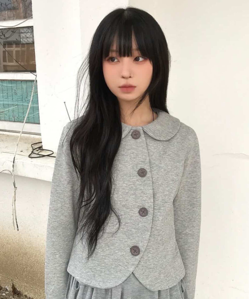 Curved Petal Sweat Jacket, Melange