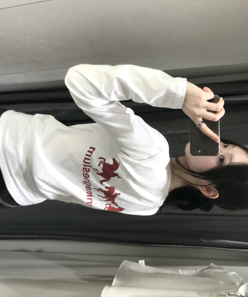 лонгслив с кроликом на лошади (White)
