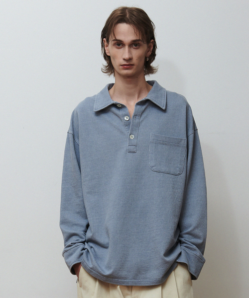 Свитшот-поло в стиле 90-х washed blue