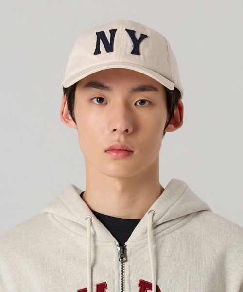NY 아플리케 볼캡 Ecru