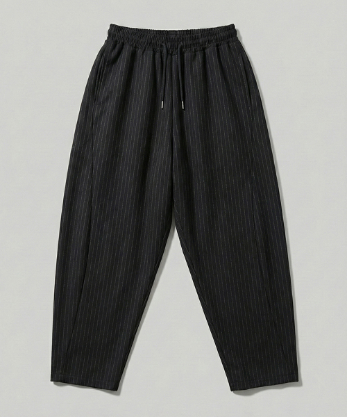 Свободные полосатые брюки на резинке (Black)