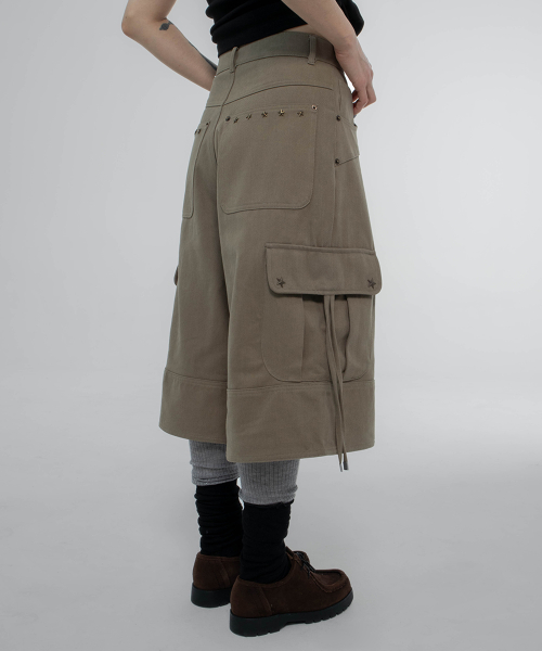 Карго-бермуды с заклепками, Khaki Beige