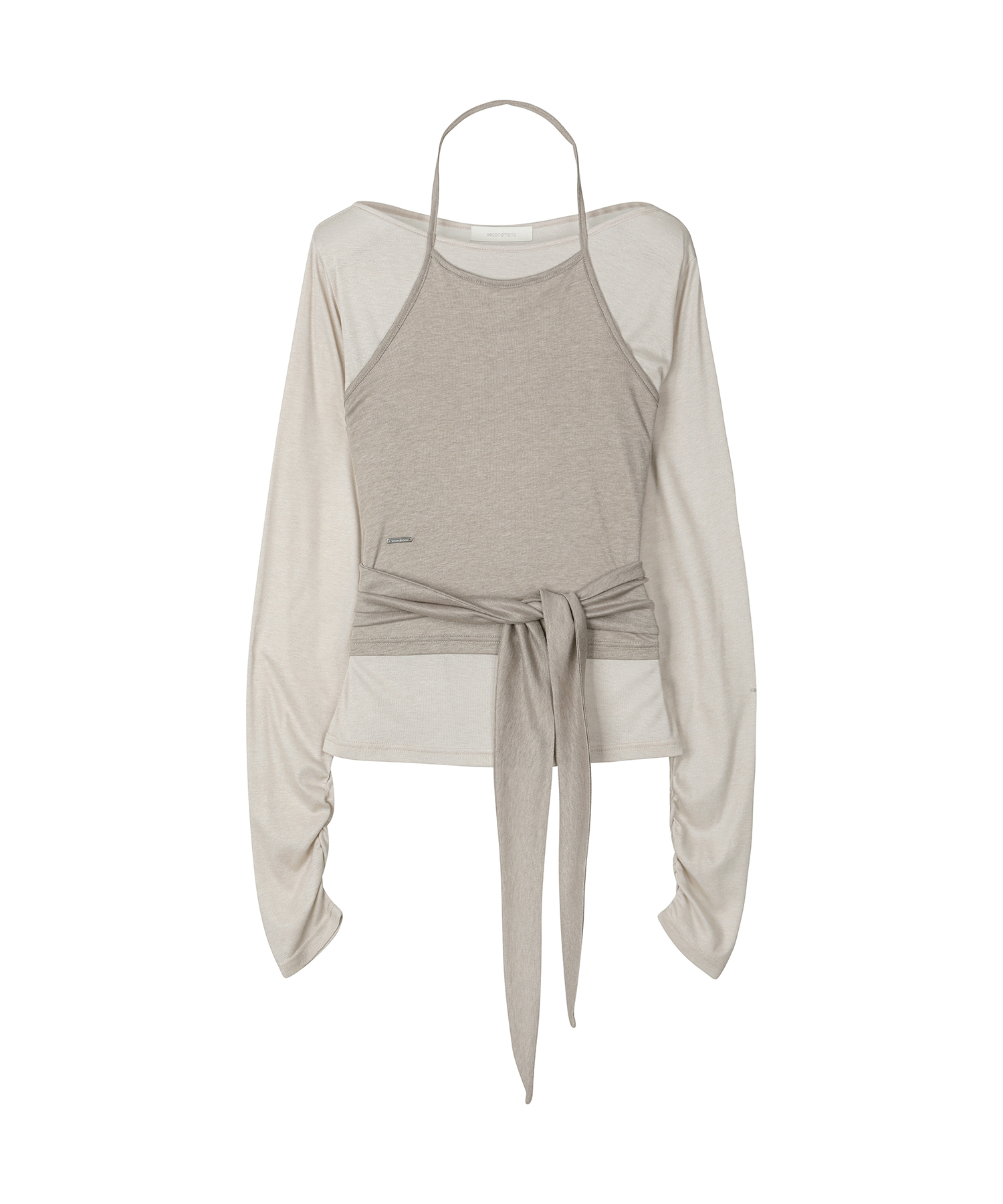 W.(SET)Tie Detail Layered Set Top [OATMEAL]_SEWTS025OATMEAL