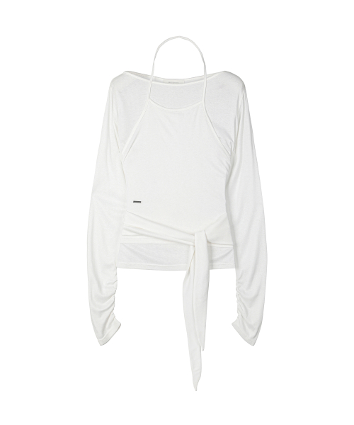 W.(SET)Tie Detail Layered Set Top [WHITE]_SEWTS025WHITE